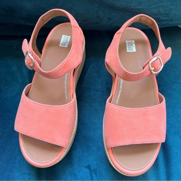 FITFLOP Eloise Coral Platform Slingback Wedge Suede Leather Sandals SIZE 8.5 NWT - Picture 4 of 14